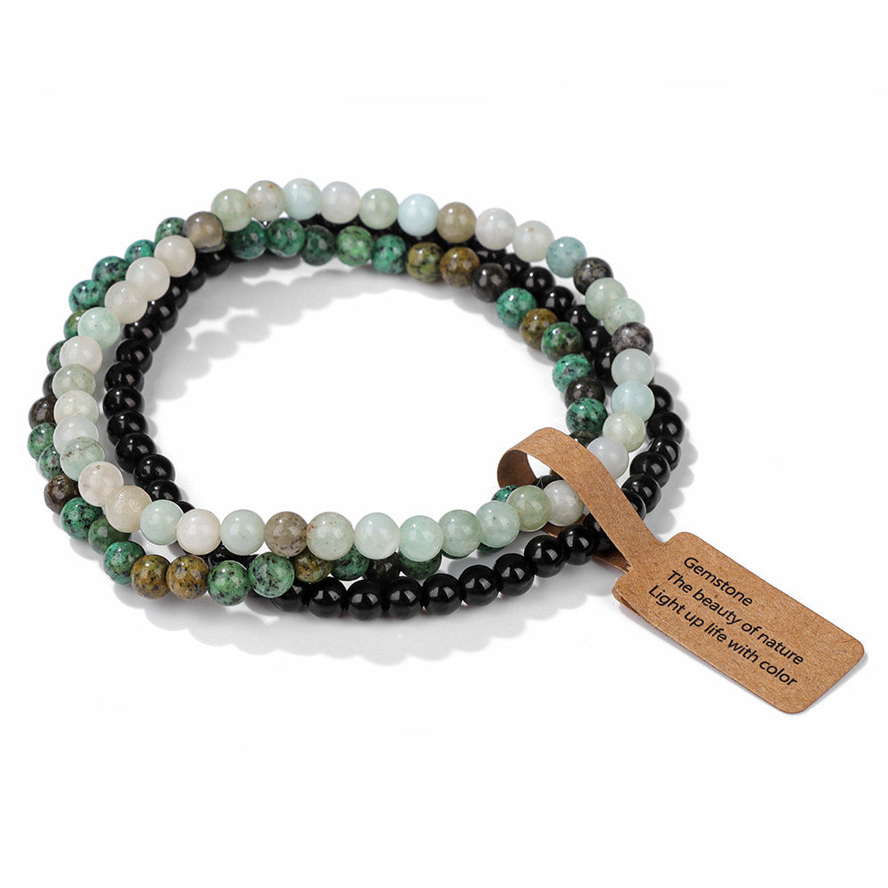 Ensemble de 3 bracelets en perles de pierre naturelle Olivenorma de 4 mm