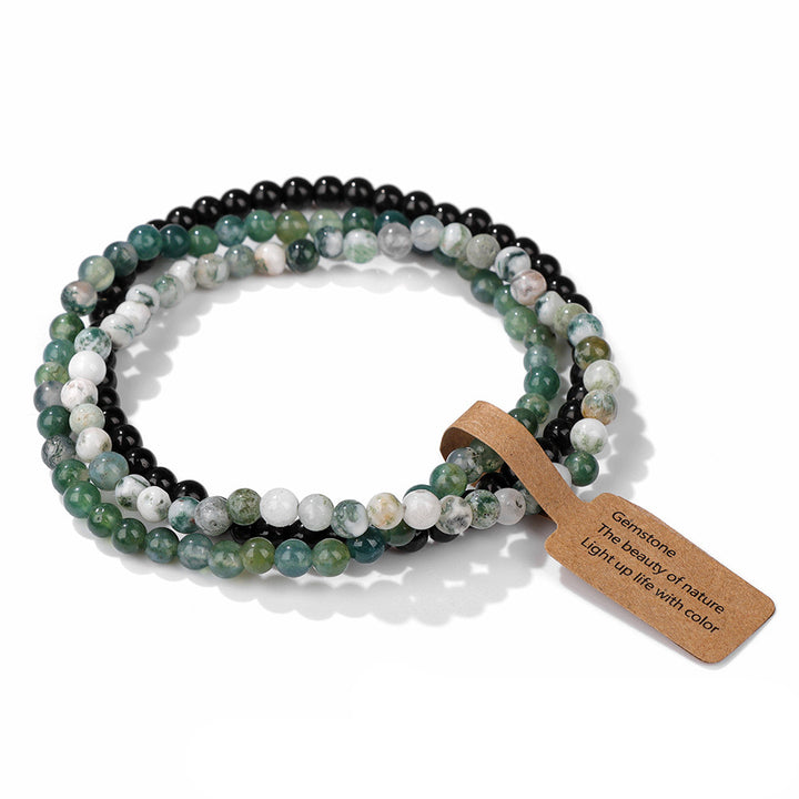 Ensemble de 3 bracelets en perles de pierre naturelle Olivenorma de 4 mm