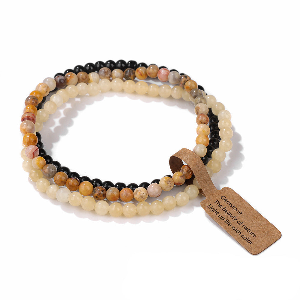Ensemble de 3 bracelets en perles de pierre naturelle Olivenorma de 4 mm
