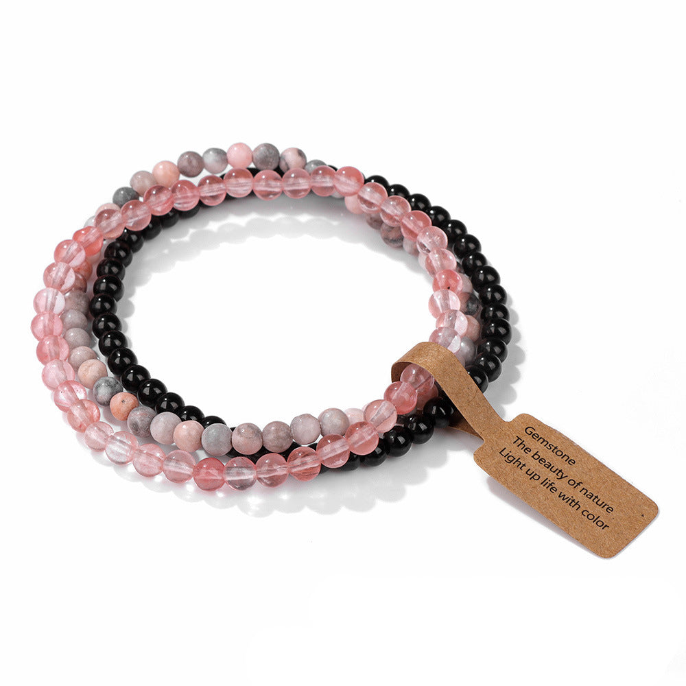 Ensemble de 3 bracelets en perles de pierre naturelle Olivenorma de 4 mm