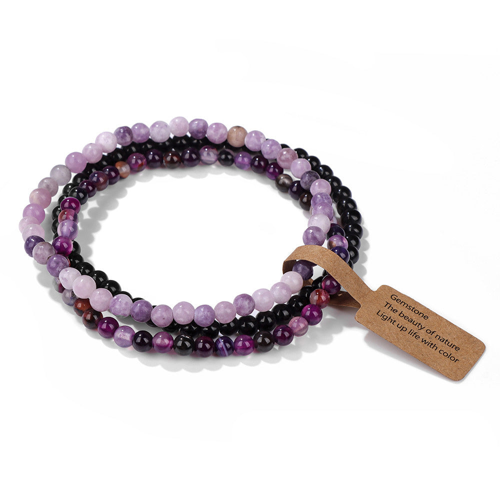 Ensemble de 3 bracelets en perles de pierre naturelle Olivenorma de 4 mm