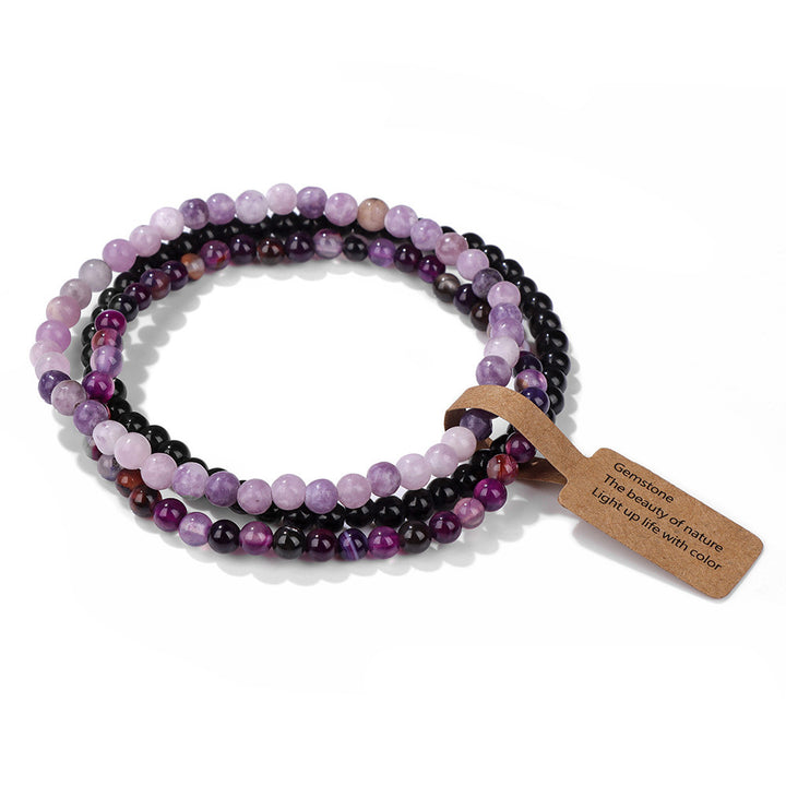 Ensemble de 3 bracelets en perles de pierre naturelle Olivenorma de 4 mm