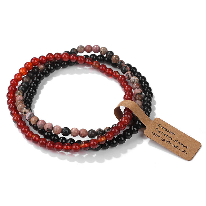 Ensemble de 3 bracelets en perles de pierre naturelle Olivenorma de 4 mm