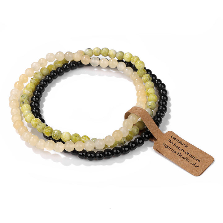 Ensemble de 3 bracelets en perles de pierre naturelle Olivenorma de 4 mm