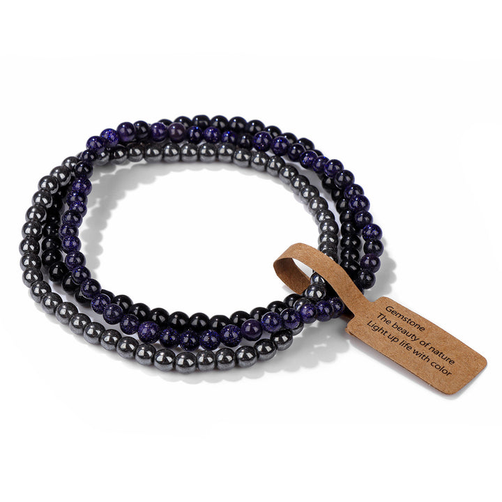 Ensemble de 3 bracelets en perles de pierre naturelle Olivenorma de 4 mm