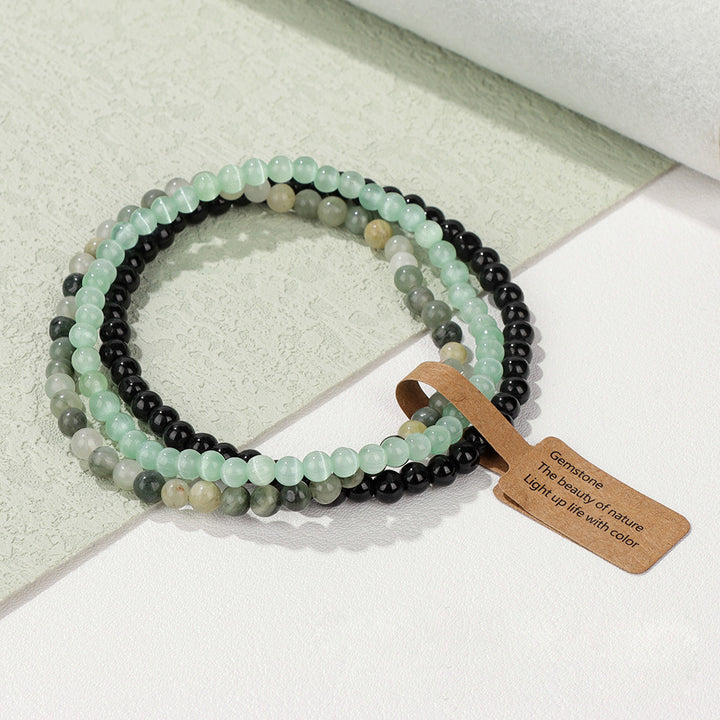 Ensemble de 3 bracelets en perles de pierre naturelle Olivenorma de 4 mm