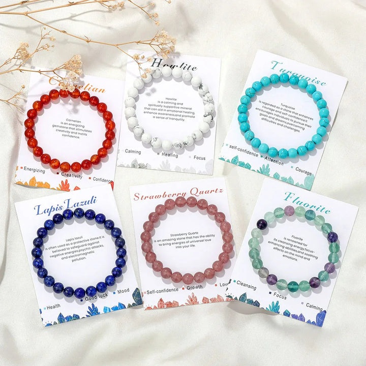 Bracelet de perles de 8 mm avec énergie de guérison en cristal naturel Olivenorma