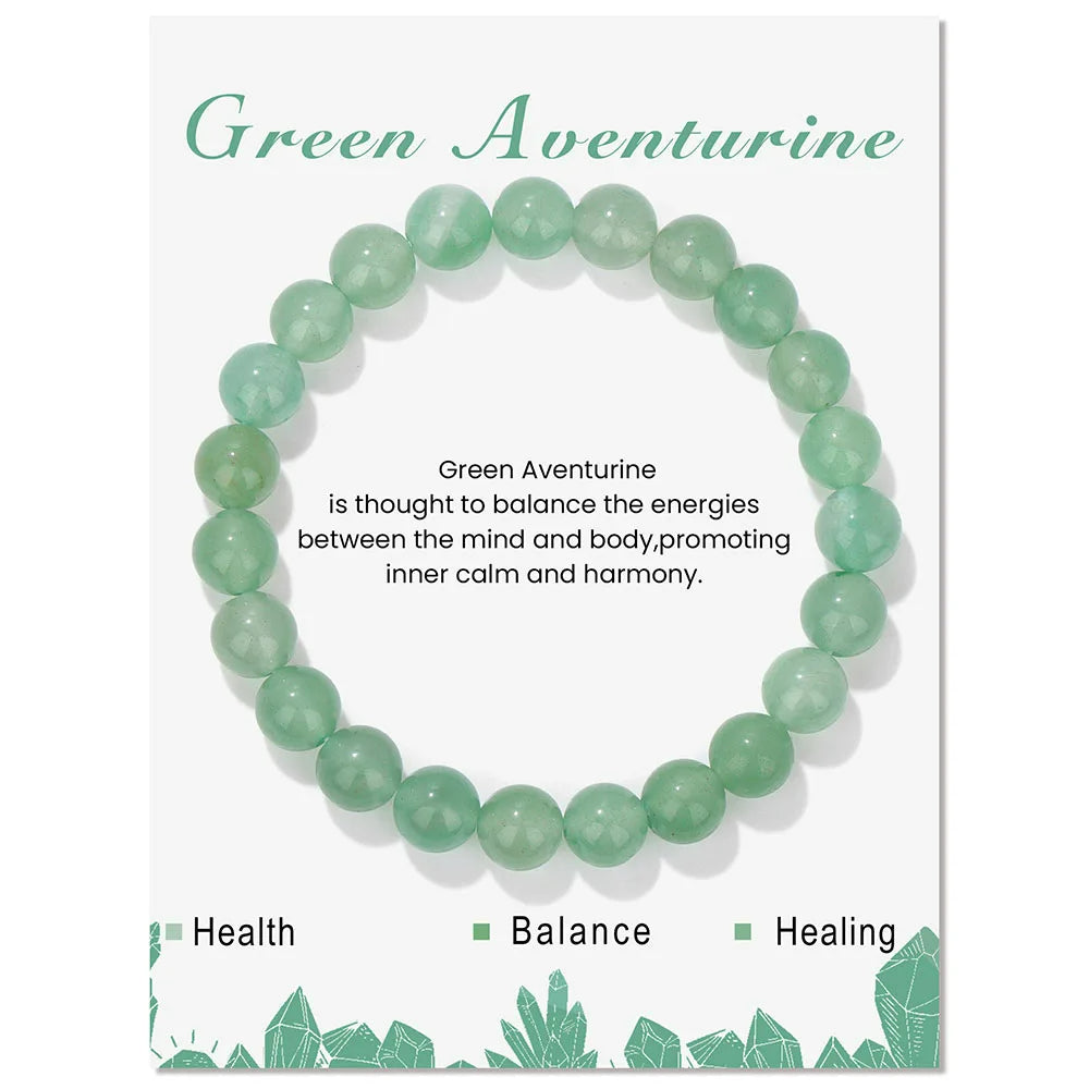 Bracelet de perles de 8 mm avec énergie de guérison en cristal naturel Olivenorma