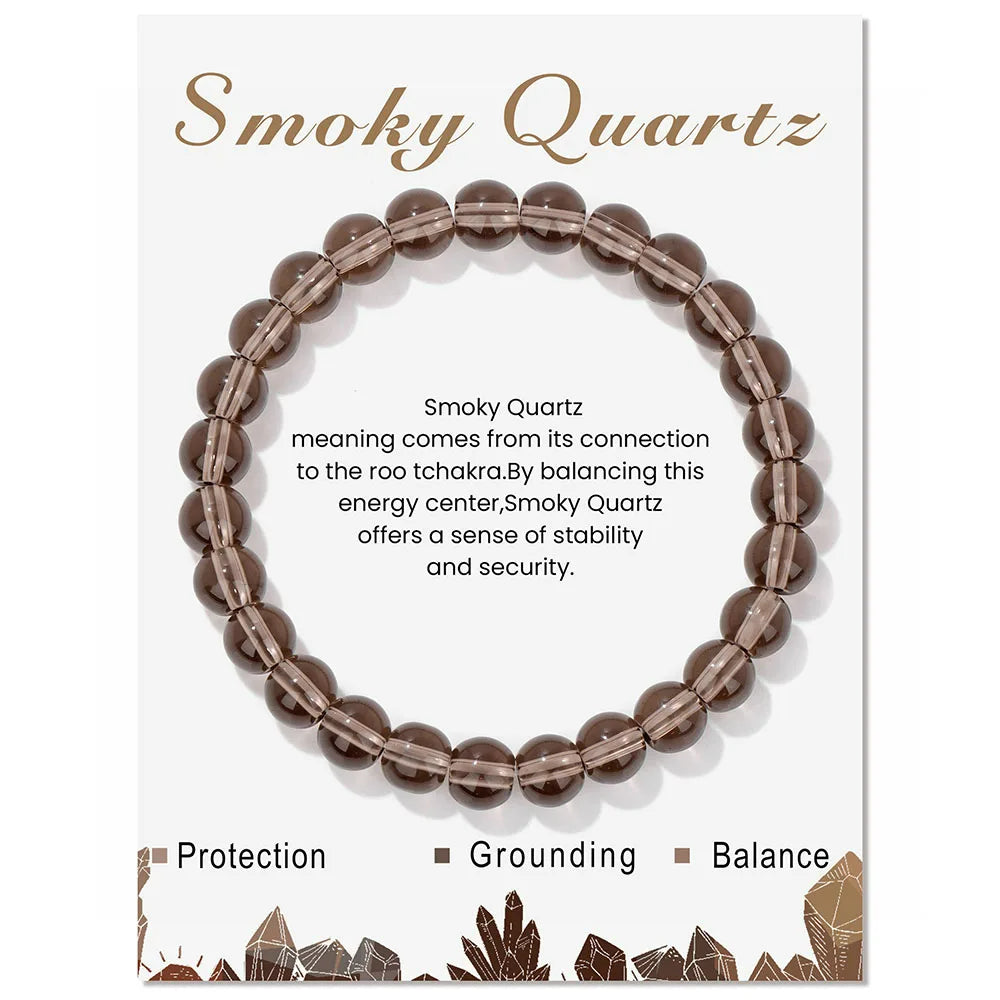 Bracelet de perles de 8 mm avec énergie de guérison en cristal naturel Olivenorma