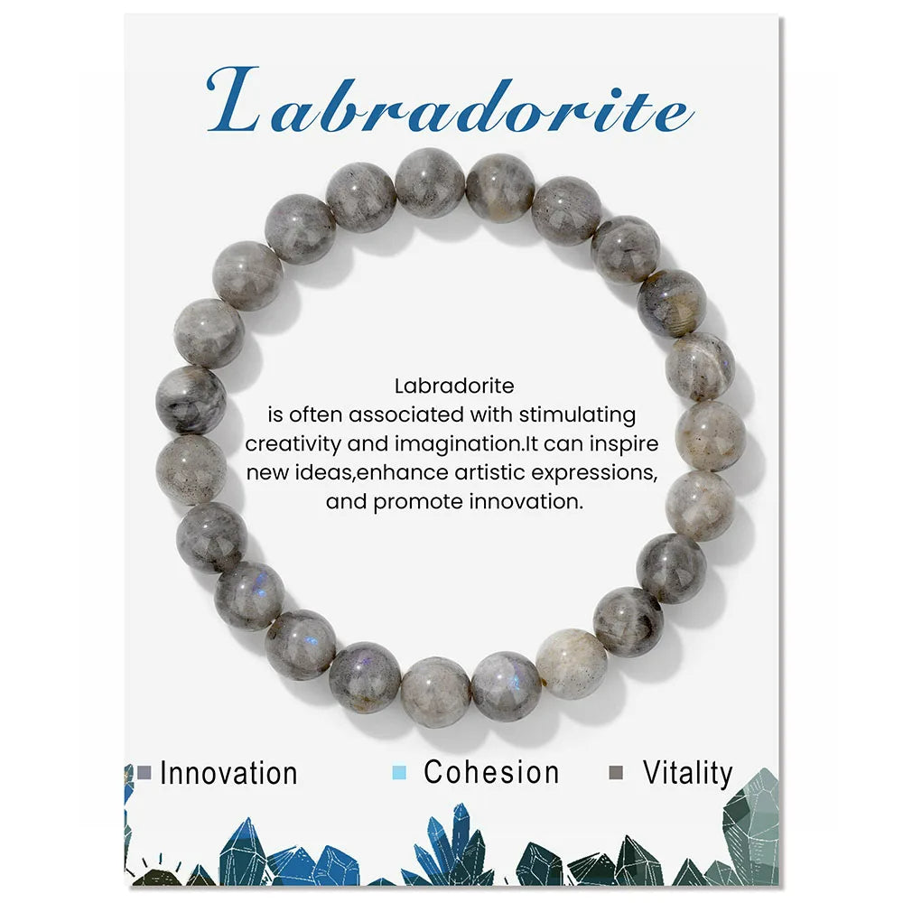 Bracelet de perles de 8 mm avec énergie de guérison en cristal naturel Olivenorma