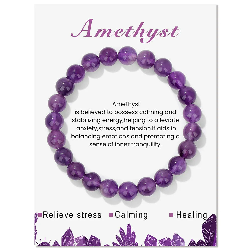Bracelet de perles de 8 mm avec énergie de guérison en cristal naturel Olivenorma