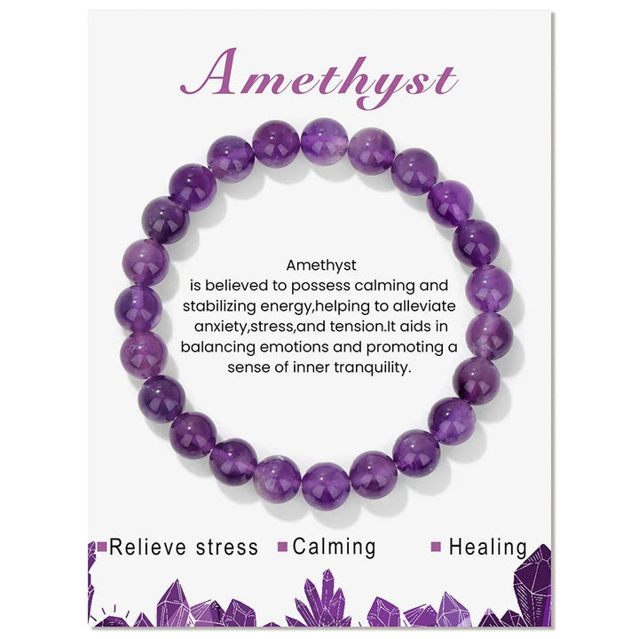 Bracelet de perles de 8 mm avec énergie de guérison en cristal naturel Olivenorma