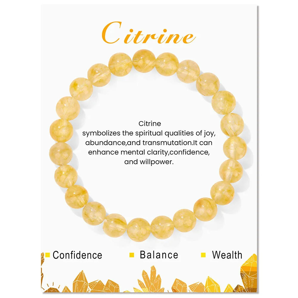 Bracelet de perles de 8 mm avec énergie de guérison en cristal naturel Olivenorma