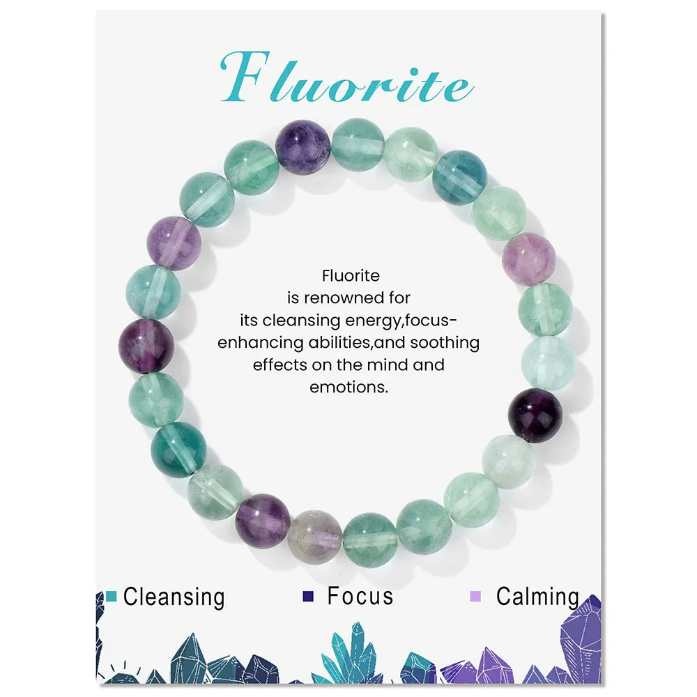Bracelet de perles de 8 mm avec énergie de guérison en cristal naturel Olivenorma