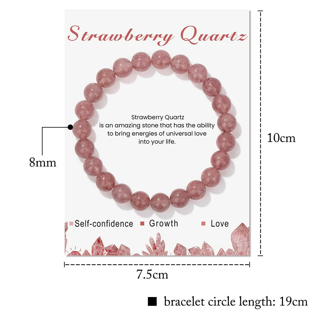 Bracelet de perles de 8 mm avec énergie de guérison en cristal naturel Olivenorma