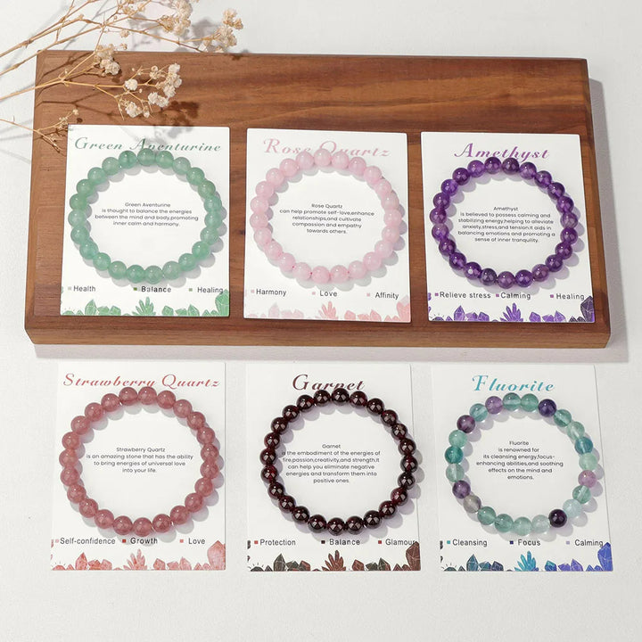Bracelet de perles de 8 mm avec énergie de guérison en cristal naturel Olivenorma