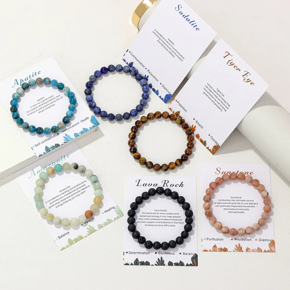 Bracelet de perles de 8 mm avec énergie de guérison en cristal naturel Olivenorma
