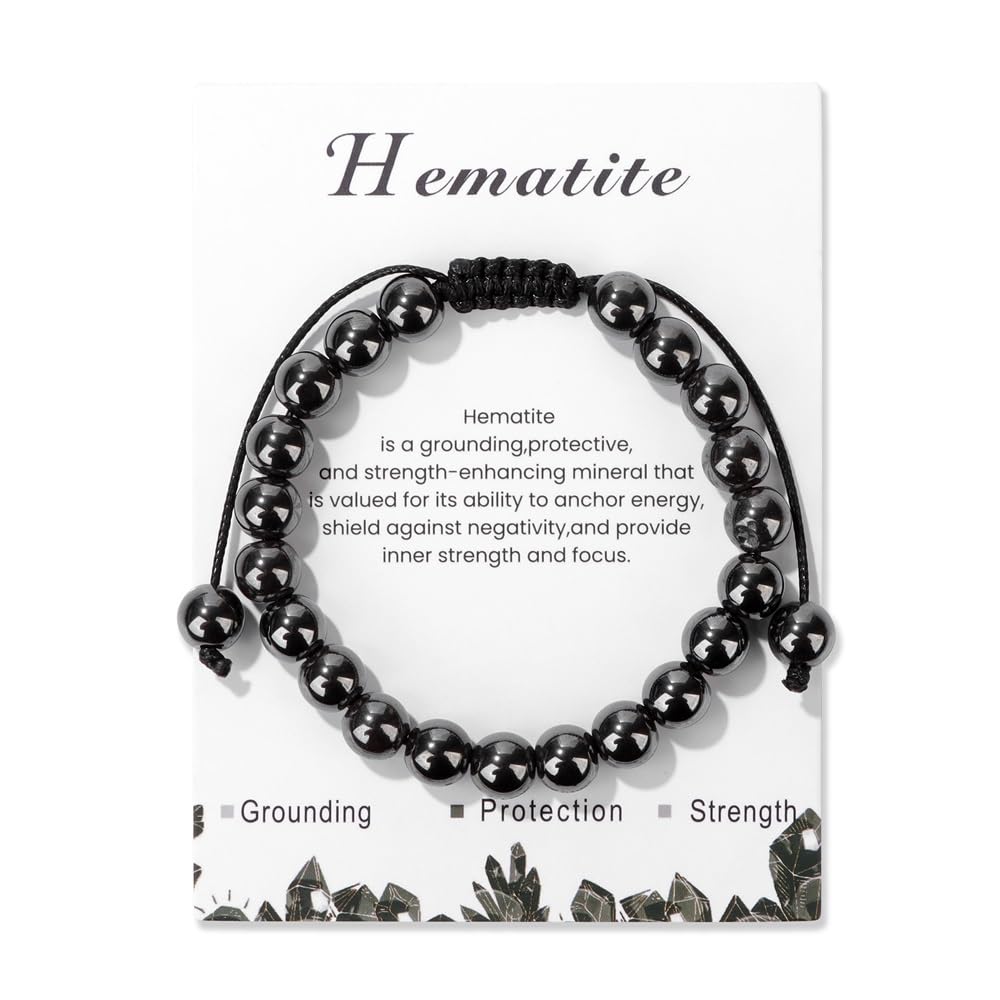 Bracelet ajustable fait main en pierre naturelle Olivenorma de 8 mm
