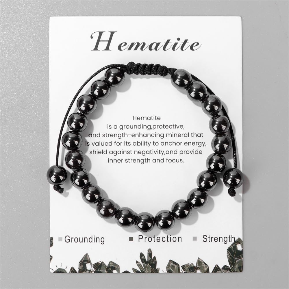 Bracelet ajustable fait main en pierre naturelle Olivenorma de 8 mm