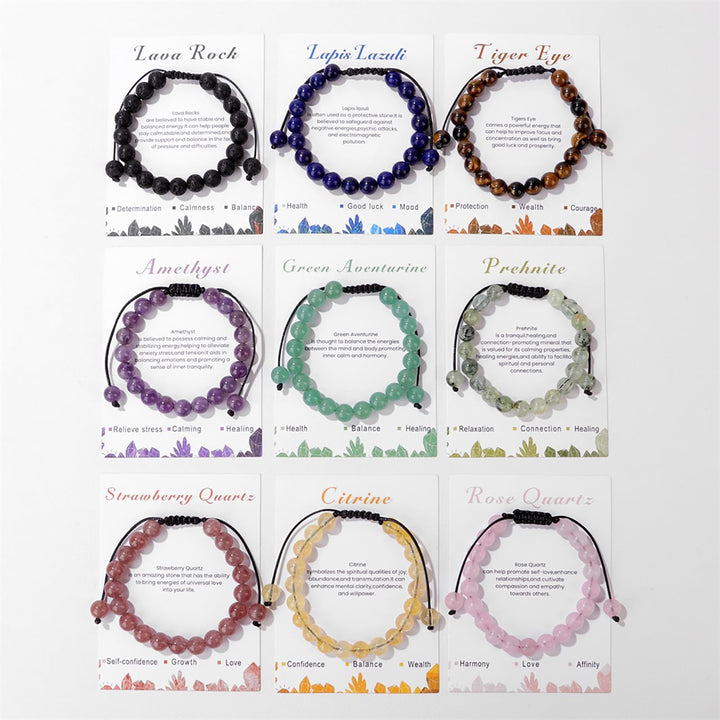 Bracelet ajustable fait main en pierre naturelle Olivenorma de 8 mm