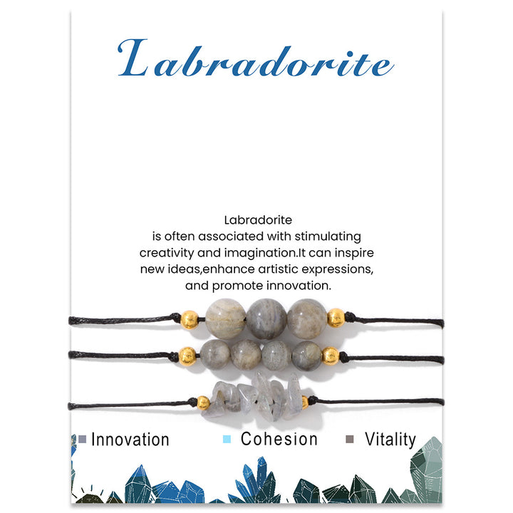 Ensemble de bracelets en perles de gravier en pierre naturelle Olivenorma