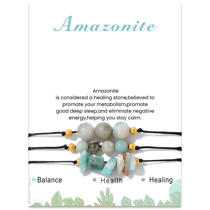Ensemble de bracelets en perles de gravier en pierre naturelle Olivenorma