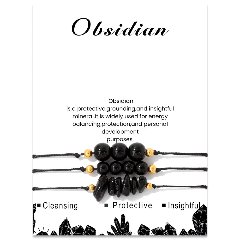 Ensemble de bracelets en perles de gravier en pierre naturelle Olivenorma