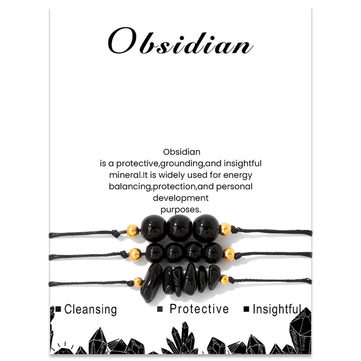 Ensemble de bracelets en perles de gravier en pierre naturelle Olivenorma