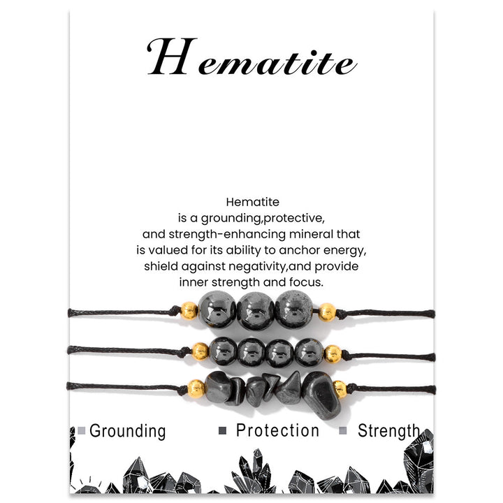 Ensemble de bracelets en perles de gravier en pierre naturelle Olivenorma
