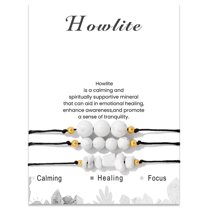 Ensemble de bracelets en perles de gravier en pierre naturelle Olivenorma