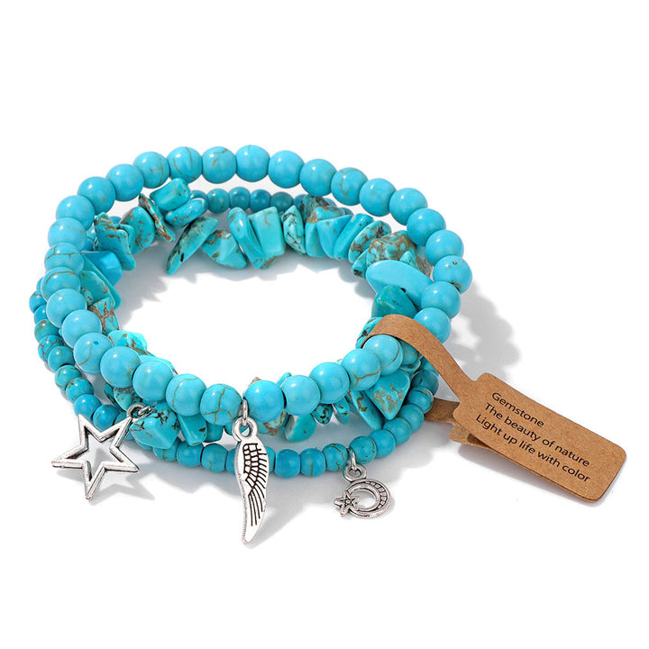 Ensemble de bracelets pendentifs lune et étoile style bohème Olivenorma
