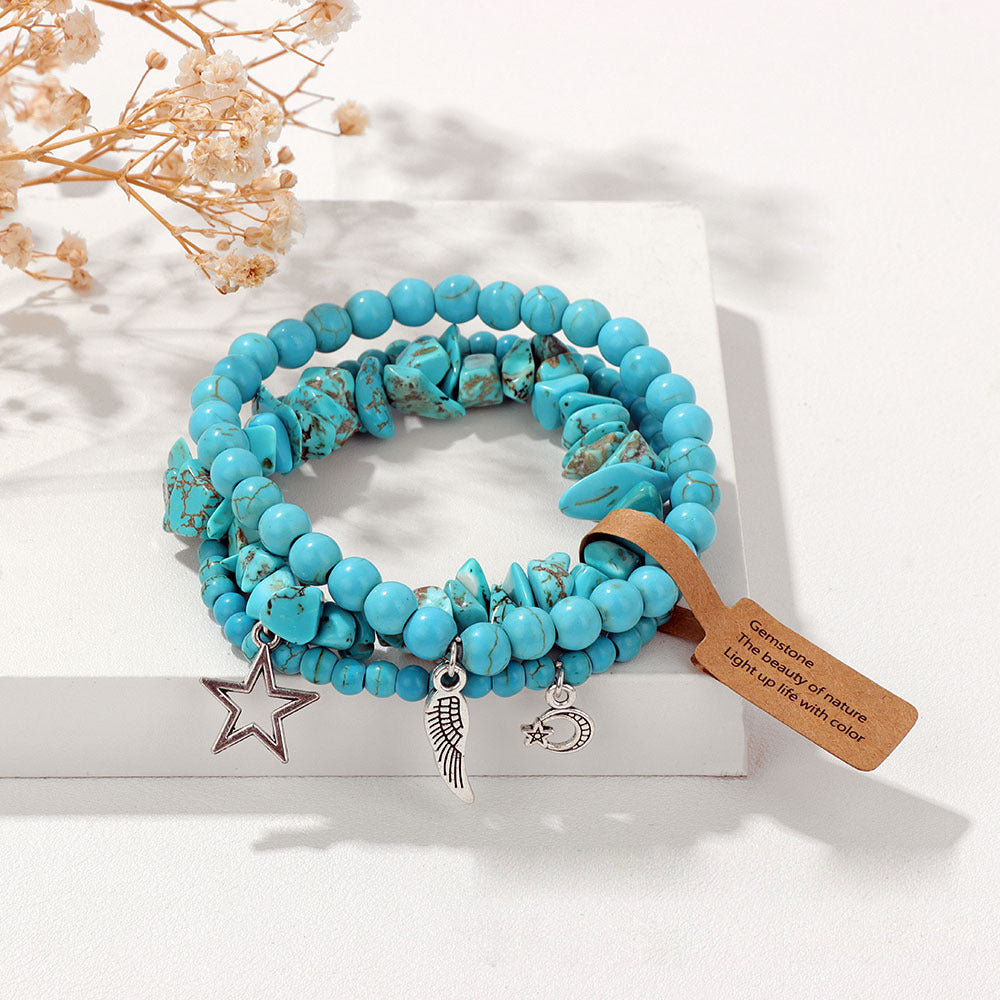Ensemble de bracelets pendentifs lune et étoile style bohème Olivenorma