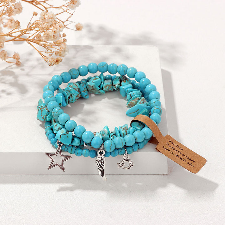 Ensemble de bracelets pendentifs lune et étoile style bohème Olivenorma