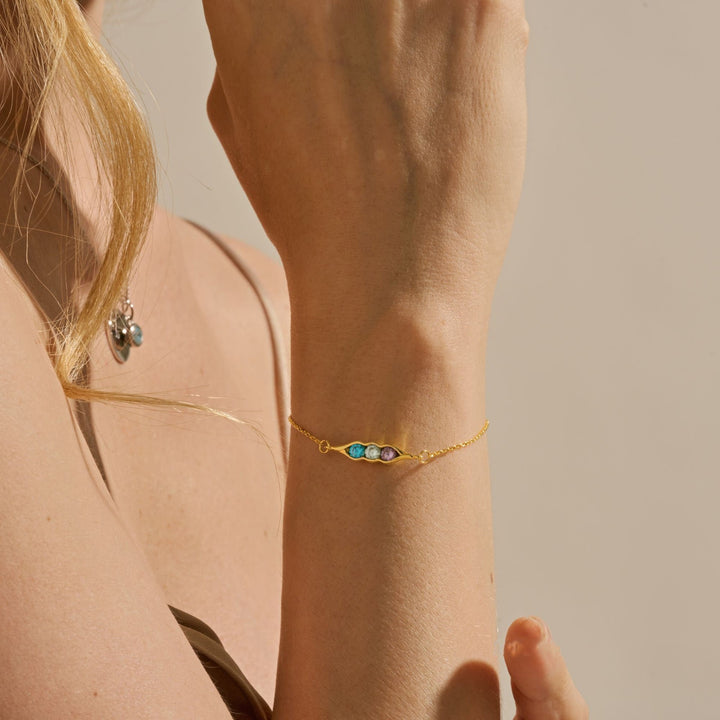 Bracelet à clip en forme de pois avec aigue-marine et zircon blanc et améthyste Olivenorma