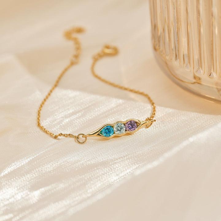 Bracelet à clip en forme de pois avec aigue-marine et zircon blanc et améthyste Olivenorma