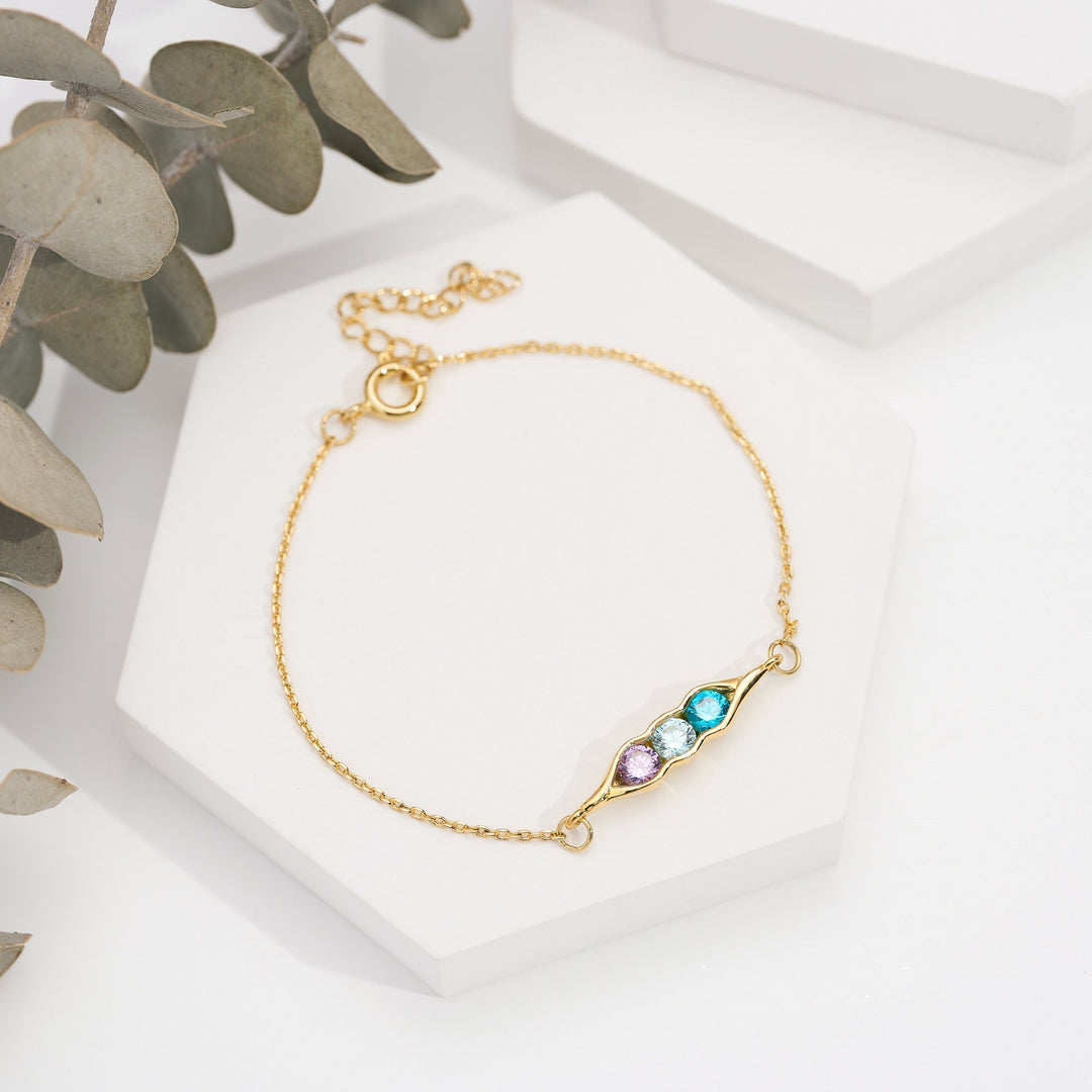 Bracelet à clip en forme de pois avec aigue-marine et zircon blanc et améthyste Olivenorma