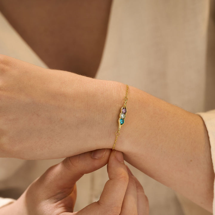 Bracelet à clip en forme de pois avec aigue-marine et zircon blanc et améthyste Olivenorma