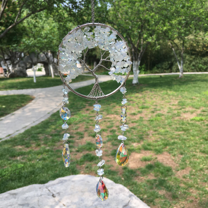 Carillon éolien en cristal naturel avec arbre de vie Olivenorma 
