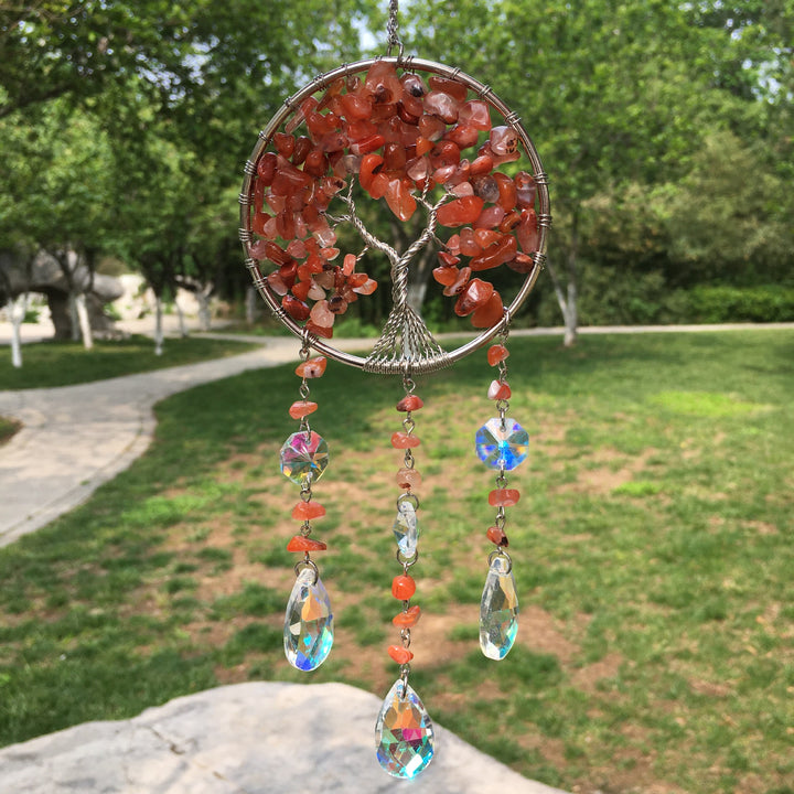 Carillon éolien en cristal naturel avec arbre de vie Olivenorma 