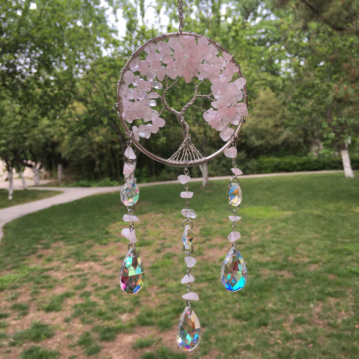 Carillon éolien en cristal naturel avec arbre de vie Olivenorma 