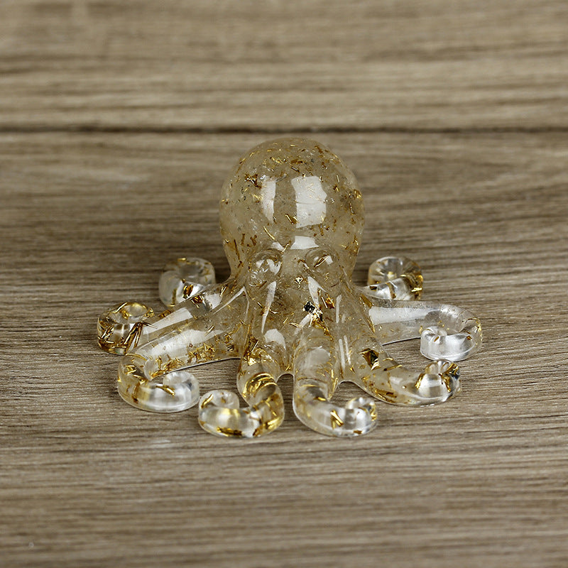 Décoration en pierre précieuse de pieuvre en gravier de cristal naturel Olivenorma 