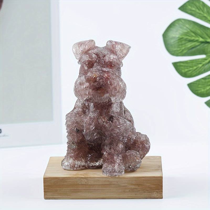 Ornement en résine cristalline pour chien Schnauzer Olivenorma Décoration en pierres précieuses