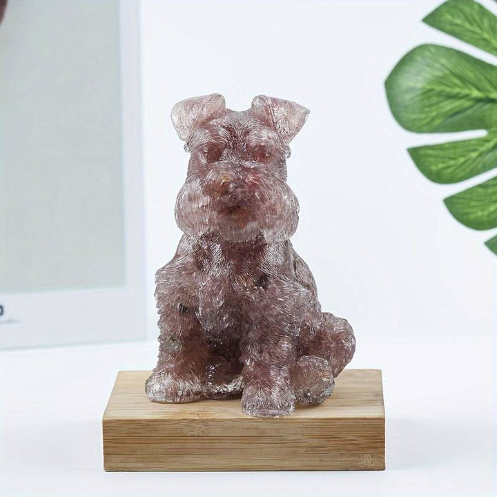 Ornement en résine cristalline pour chien Schnauzer Olivenorma Décoration en pierres précieuses