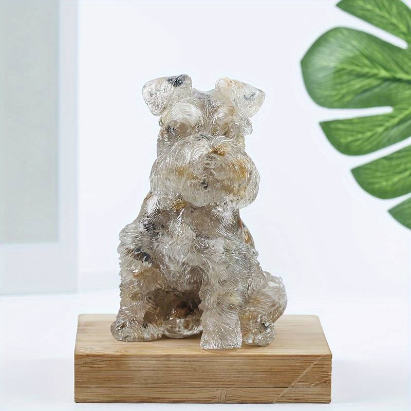 Ornement en résine cristalline pour chien Schnauzer Olivenorma Décoration en pierres précieuses