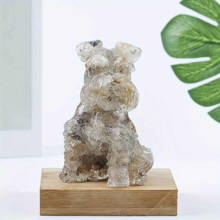 Ornement en résine cristalline pour chien Schnauzer Olivenorma Décoration en pierres précieuses