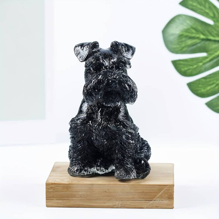 Ornement en résine cristalline pour chien Schnauzer Olivenorma Décoration en pierres précieuses