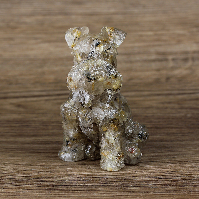 Ornement en résine cristalline pour chien Schnauzer Olivenorma Décoration en pierres précieuses