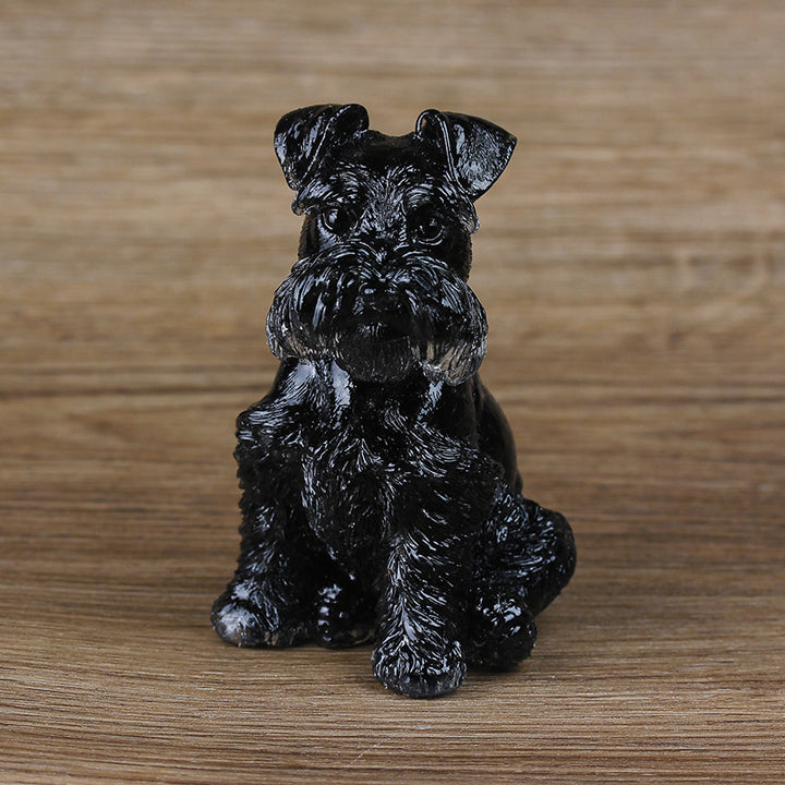 Ornement en résine cristalline pour chien Schnauzer Olivenorma Décoration en pierres précieuses