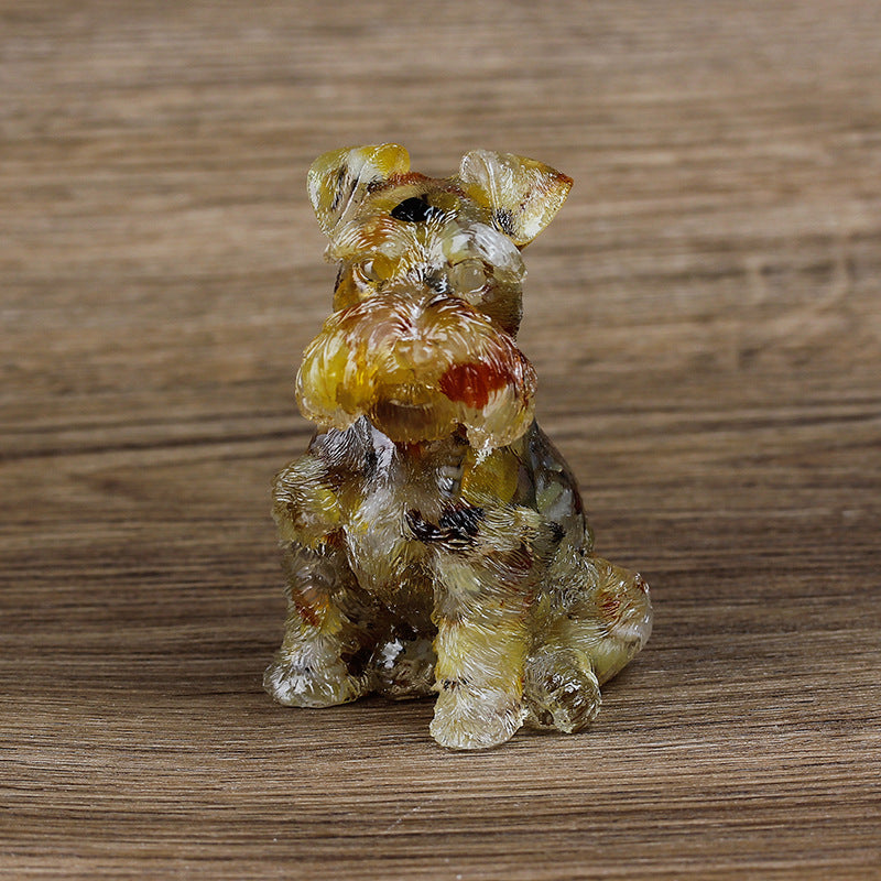 Ornement en résine cristalline pour chien Schnauzer Olivenorma Décoration en pierres précieuses