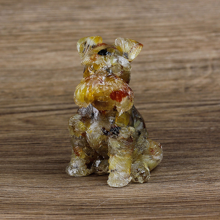 Ornement en résine cristalline pour chien Schnauzer Olivenorma Décoration en pierres précieuses